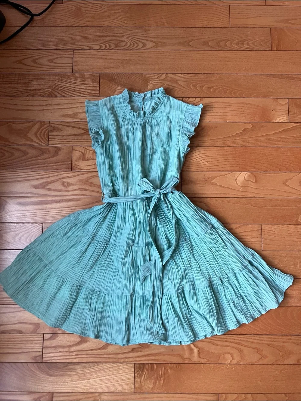 Girls 8-9 Light Sage belted dress